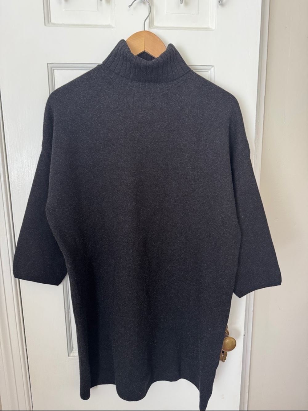 Pomander Place Black Short-Sleeve Turtleneck Knit Dress